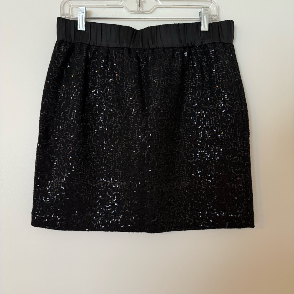 LOFT Black Sequin Mini Skirt